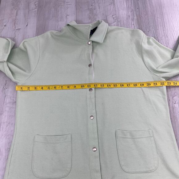 Crazy Horse Green Knit Long Sleeve Button Down Pockets Spring Sweater Cardigan - Picture 7 of 8